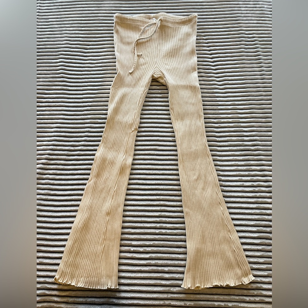TopShop cream flared cotton pants size 8